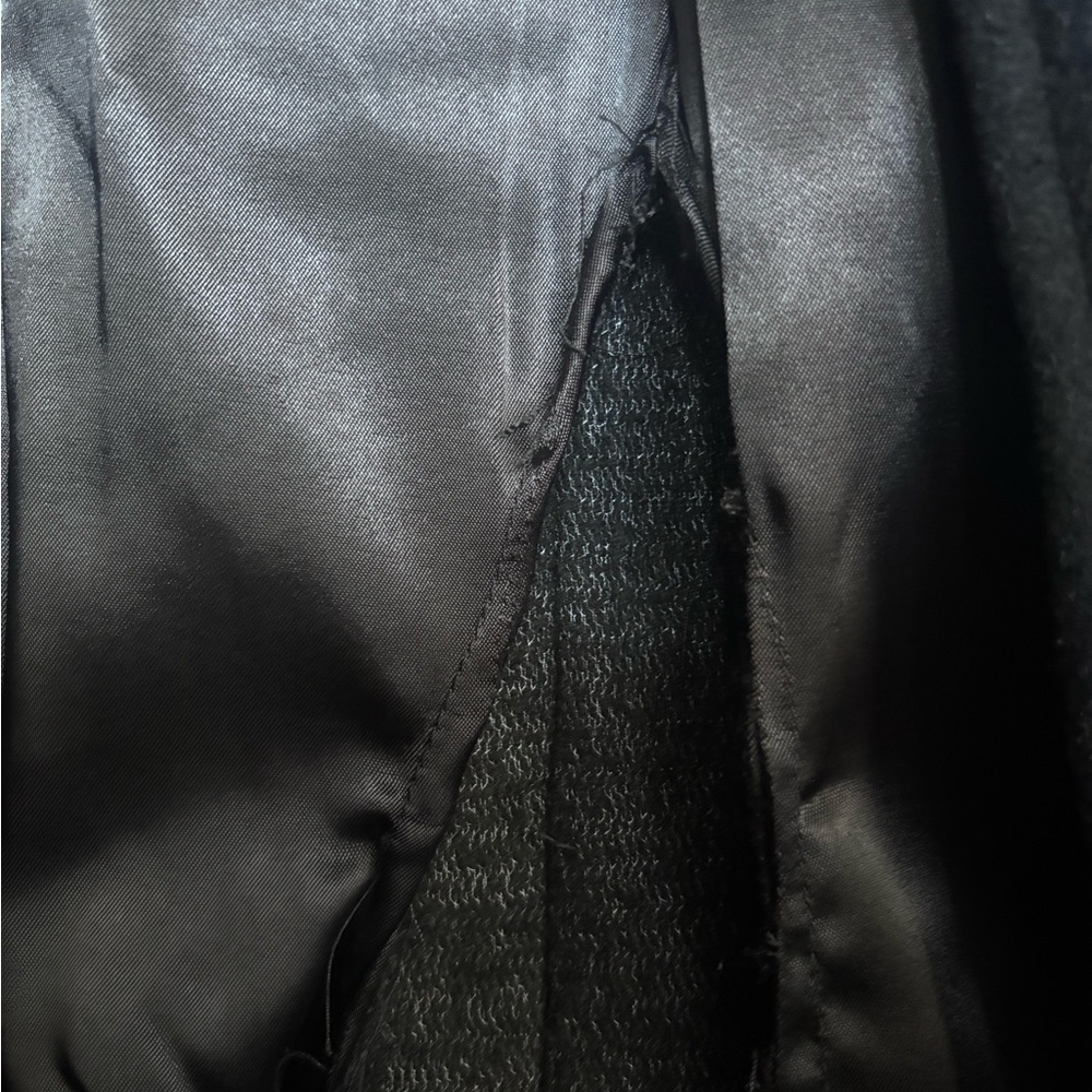 Mackage Black Wool Pea Coat with Leather-Trim Pockets - Picture 5 of 11
